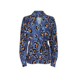 Marni - Leopard Wrap Top (Blue, Black & Orange) - Size 8